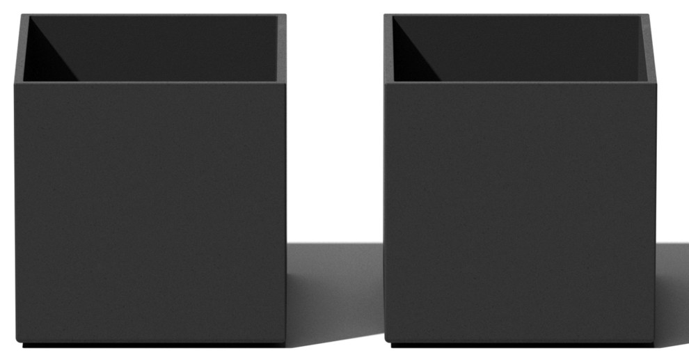 Veadek Geo Series Cube 5" Planter, Black, 5 Inch, 2 Pack