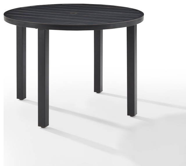 Crosley Furniture Kaplan Round Metal Patio Dining Table in Oil Rubbed