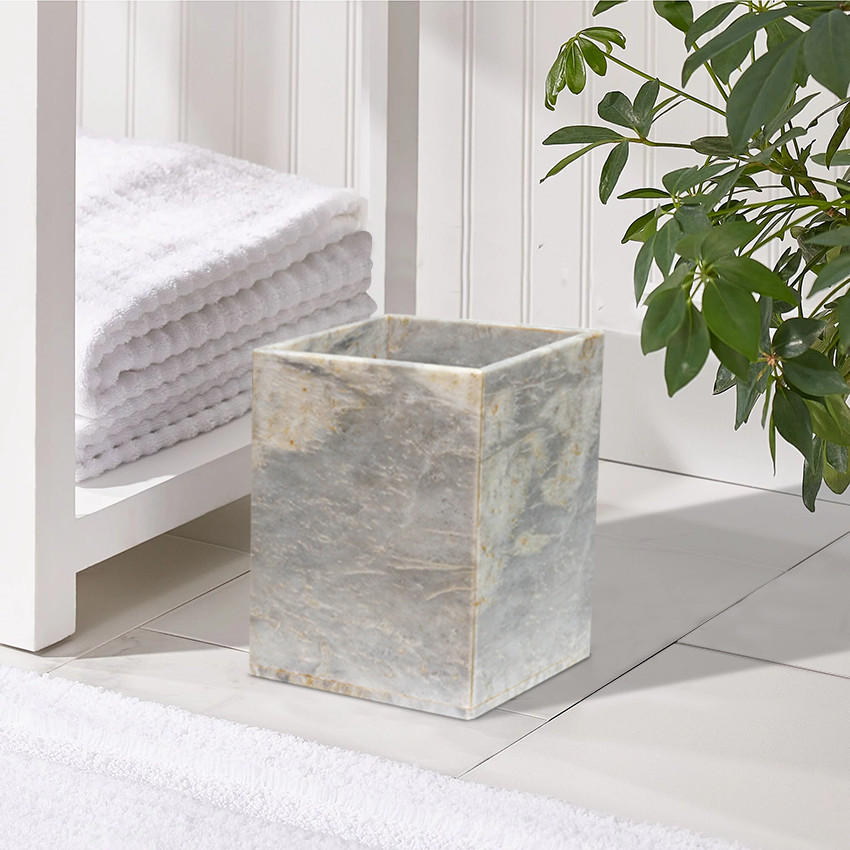 Polished Marble Bathroom Wastebasket - Contemporary - Wastebaskets - by ...