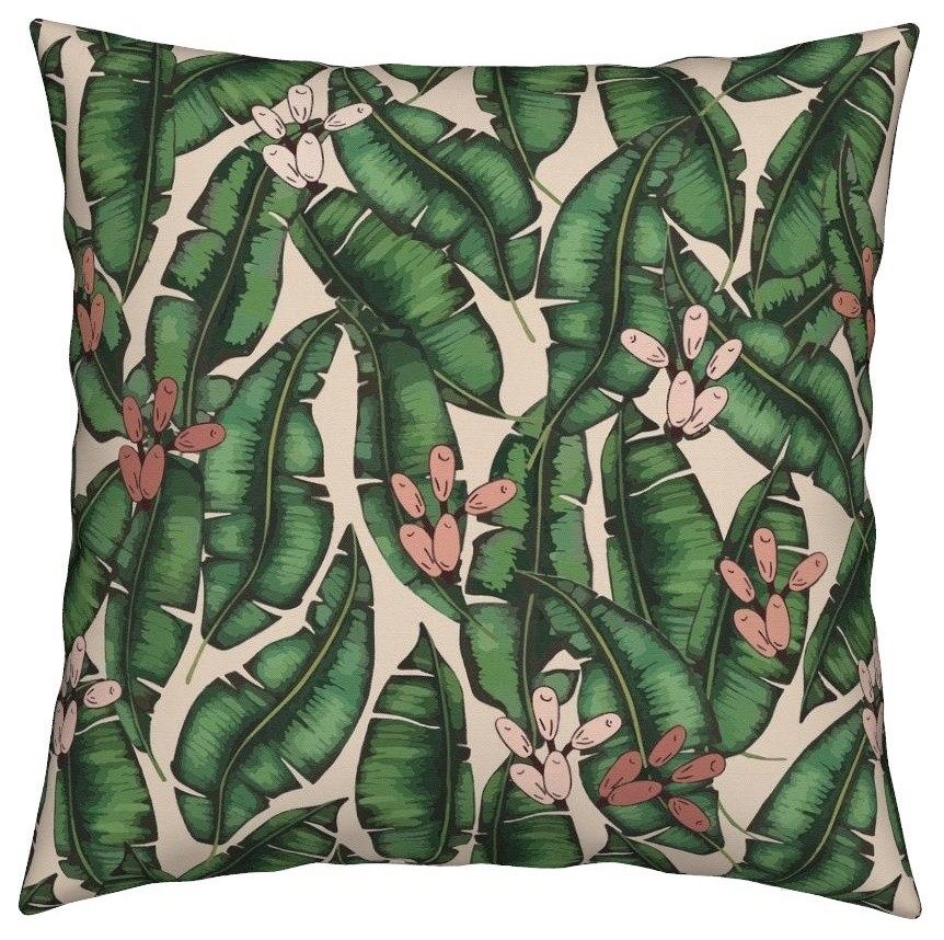 Jungle_Dreams Green Tropical Throw Pillow, Organic Sateen