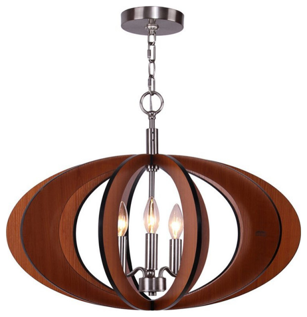 Woodbridge Lighting Fins Aquatech 3light Wood Foyer Pendant in Cherry
