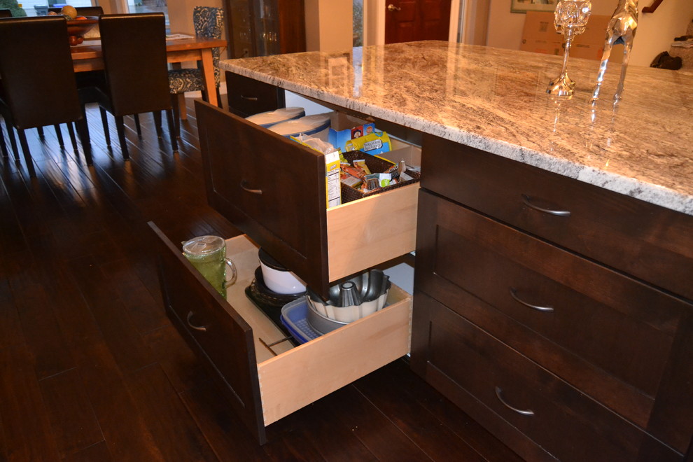 Example of a transitional kitchen design in Seattle