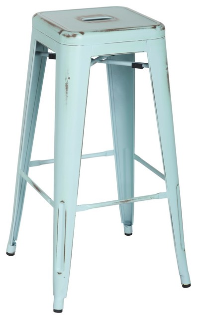 Metropolis Metal Backless Barstool Distressed Blue Set Of 4 Metropolis Metal Backless Bar Stools Set Of 4 Distressed Blue
