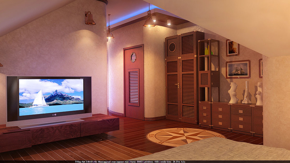 Интерьер мансардного этажа