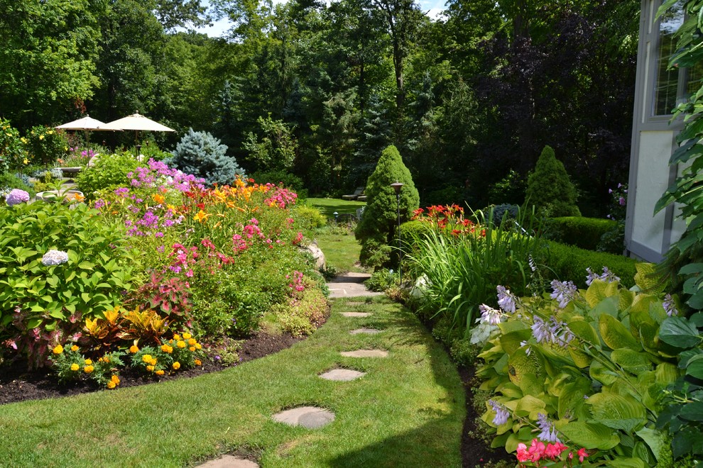 This is an example of a traditional backyard garden in New York.