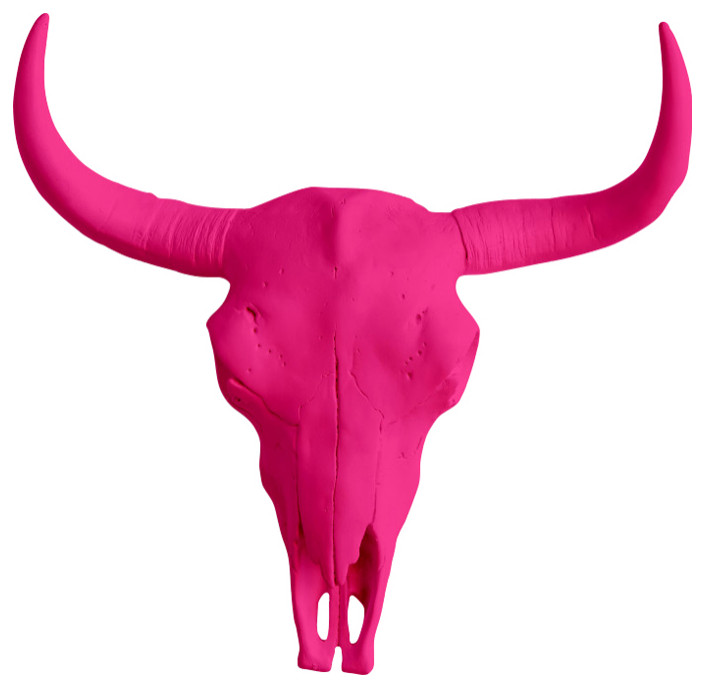 Bison Skull Head Wall Mount, Pink