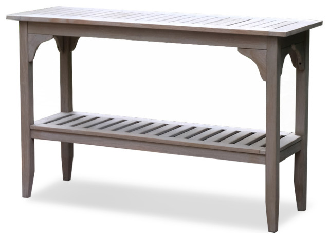 Caterina Weathered Teak Wood Outdoor Console Table - Farmhouse - Outdoor Side Tables - by ...