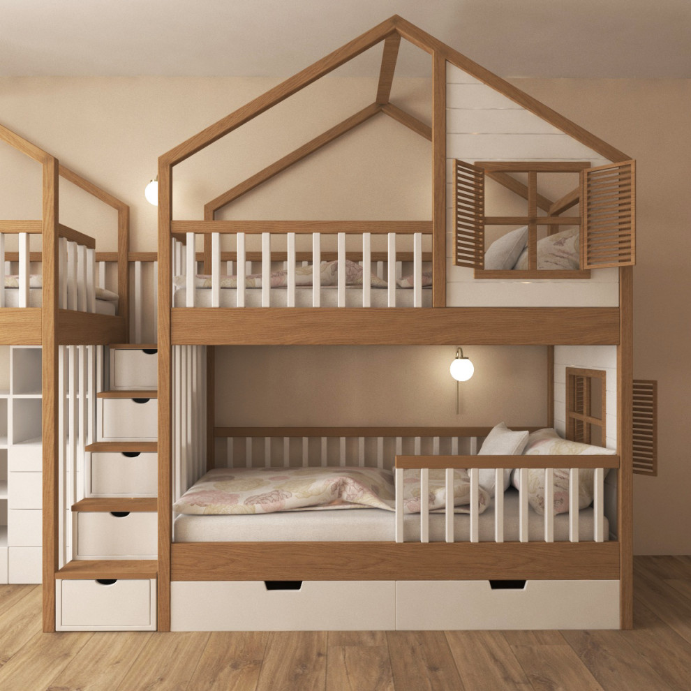 Кровать-домик в скандинавском стиле для детской спальни