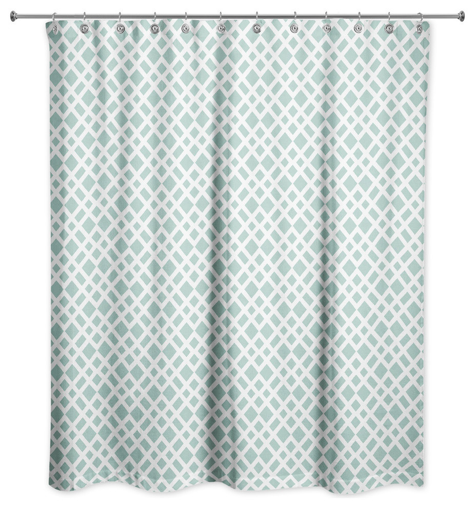 Teal Lattice Pattern Shower Curtain Contemporary Shower Curtains