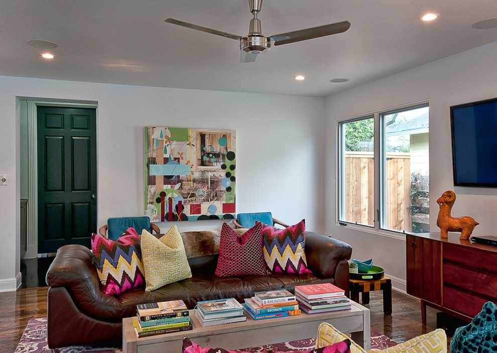Eclectic living room in Austin.