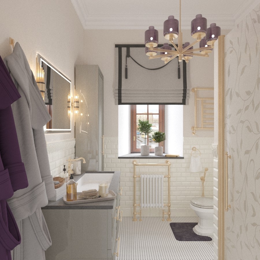 Квартира на Спиридоновке. Дизайн санузла в парижском стиле