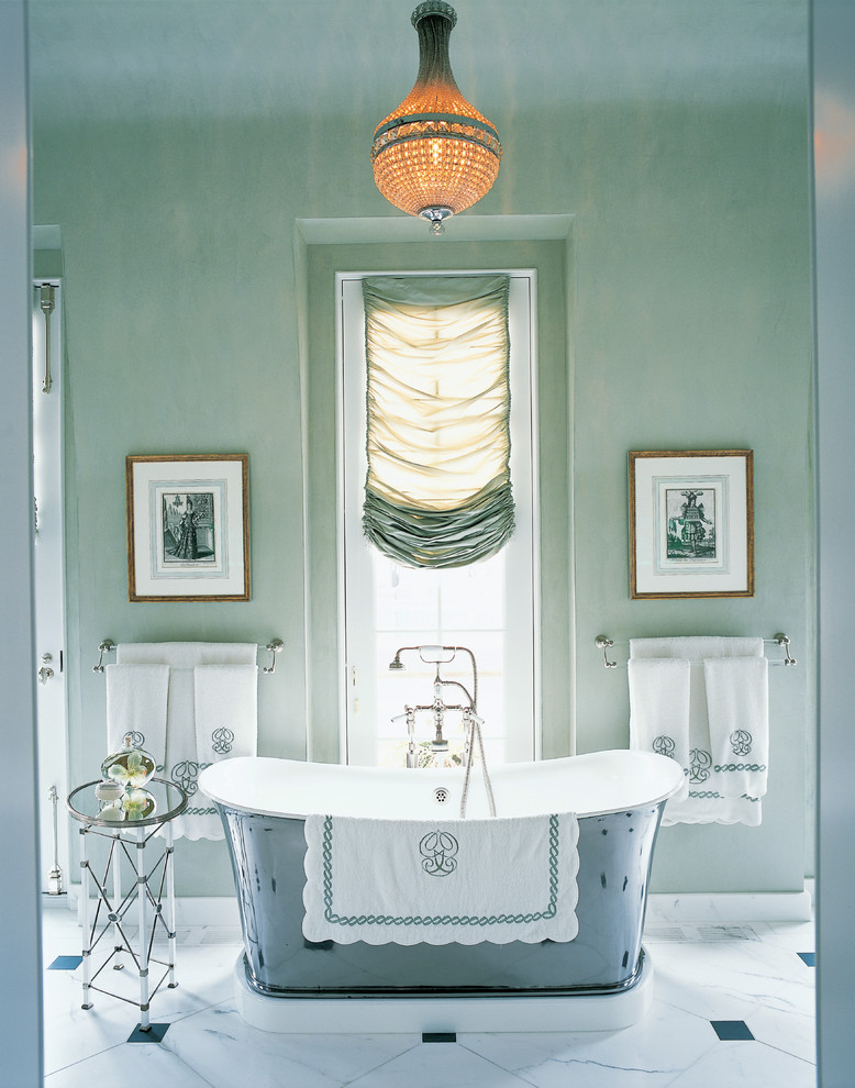 Inspiration for a traditional bathroom in Chicago with a freestanding tub.