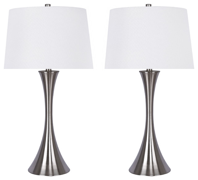 29 Brushed Nickel Table Lamp Hourglass Body Transitional Lamp Sets By Grandview Gallery Houzz