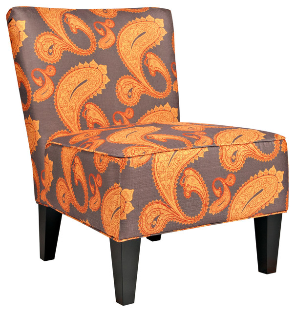 Portfolio Hali Brown Paisley Armless Chair - Contemporary - Armchairs ...