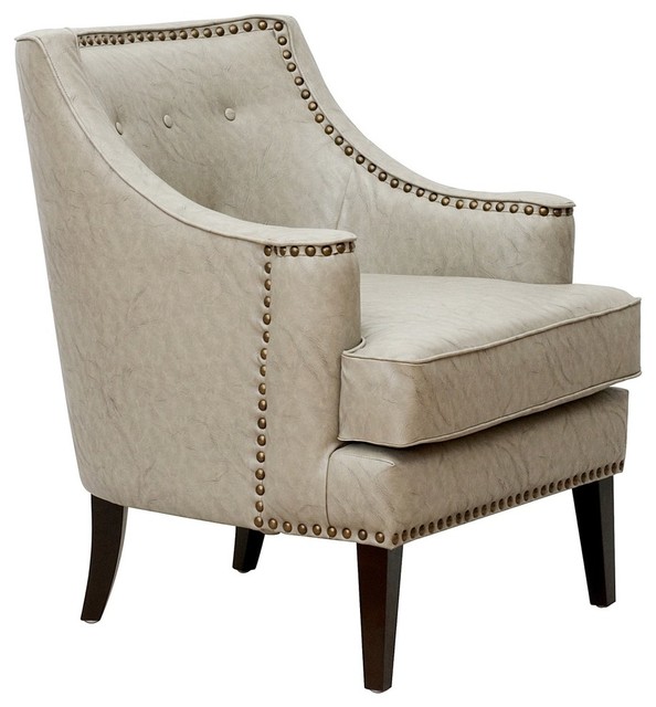 Grace PU Leather Button Tufted, Silver Nail Trim Accent Chair