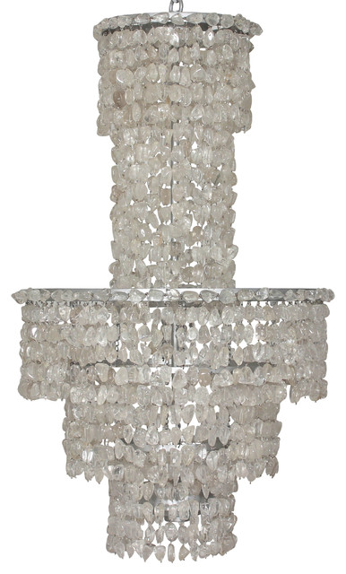 Waterfall Chandelier with Raw Rock Crystal Chains