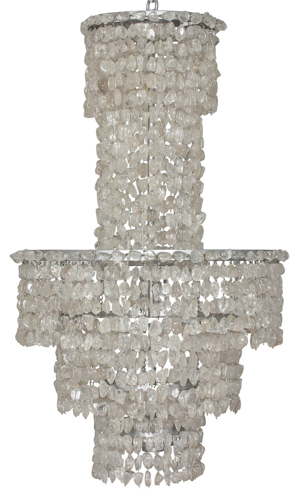 Waterfall Chandelier with Raw Rock Crystal Chains