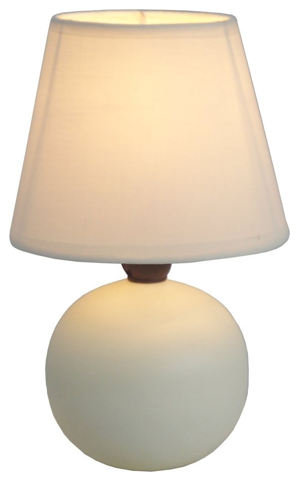 Sturdy And Simple Designs Mini Ceramic Globe Table Lamp, Off-White