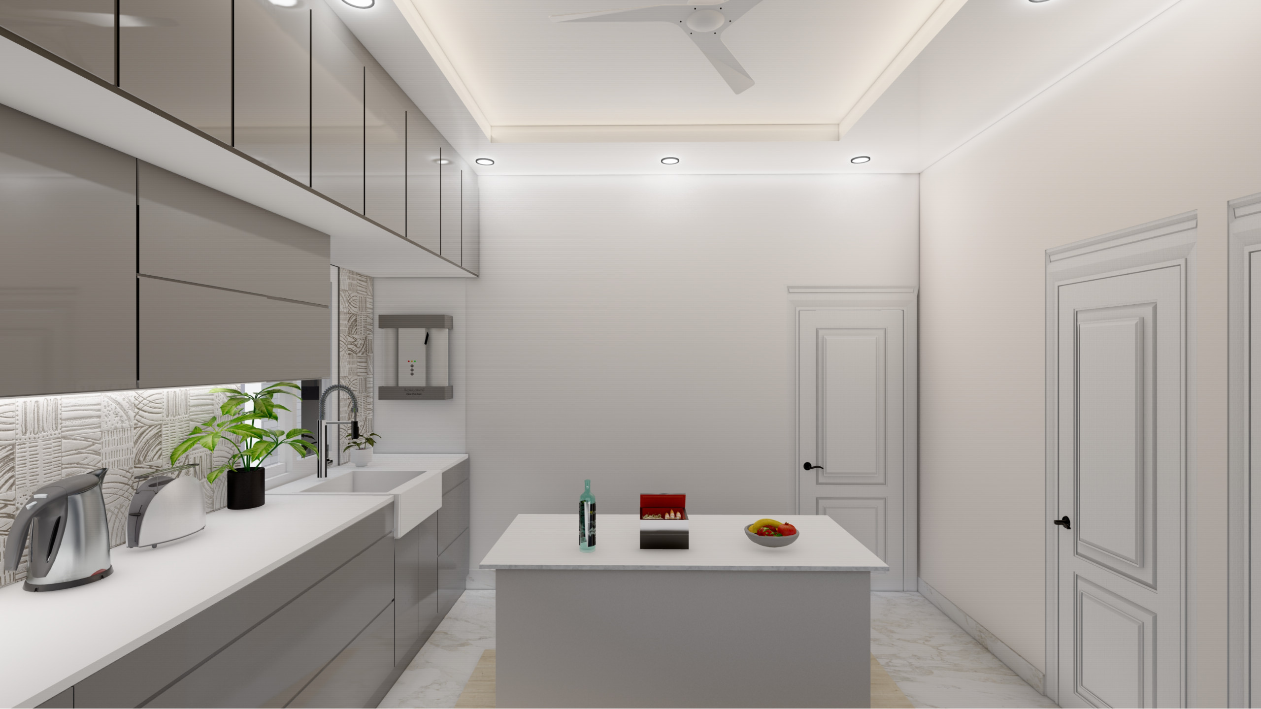 Sleek Grey and White Kitchen Design in Virginia Water