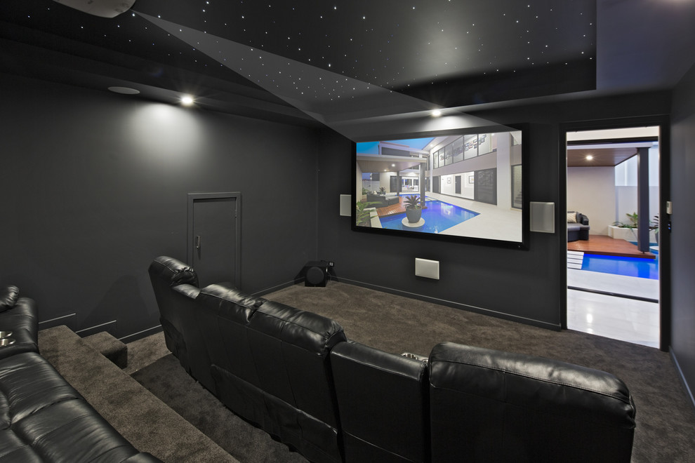 This is an example of a beach style home theatre in Brisbane.