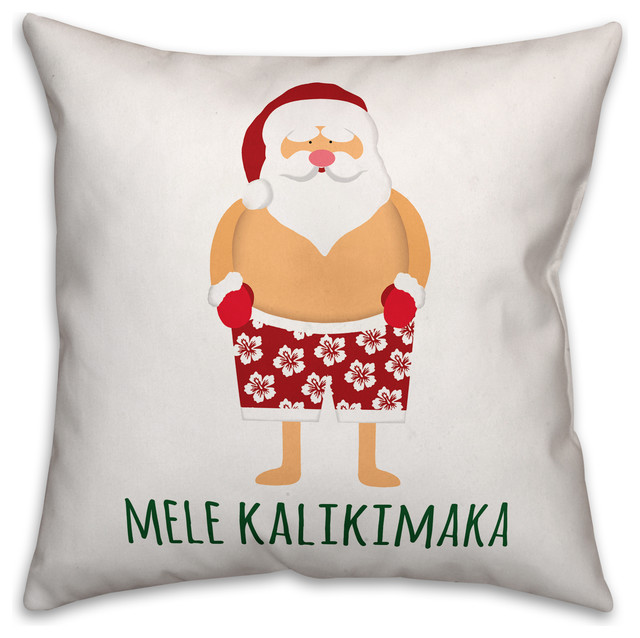 Santa Bathing Suit 16x16 Spun Poly Pillow, 16x16 - Contemporary