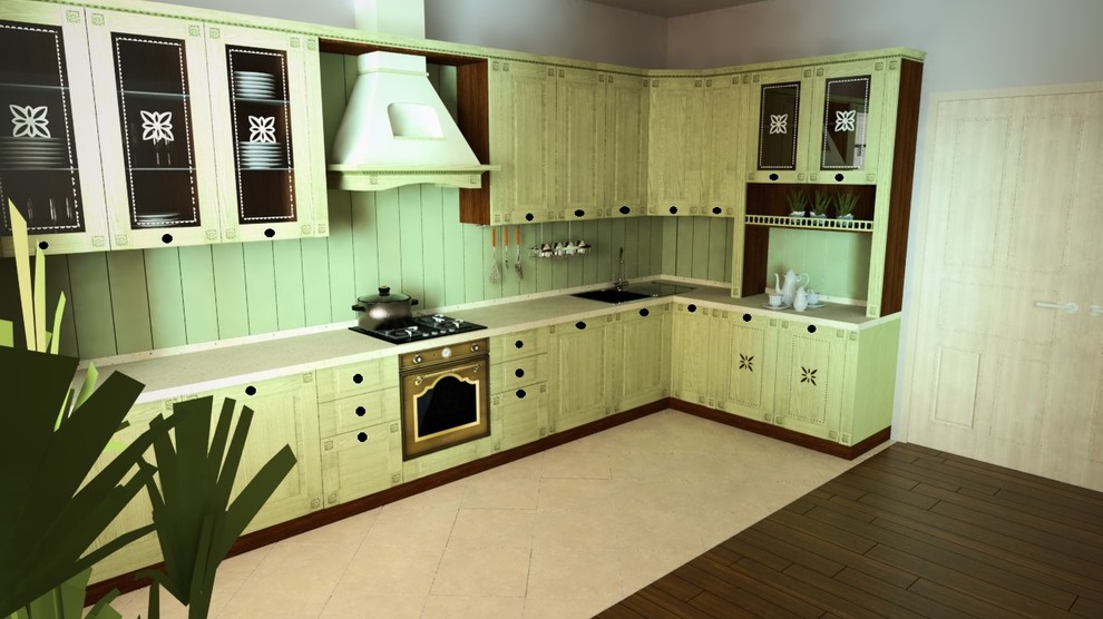 Кухня в стиле кантри/прованс с фасадами Флореале Верде