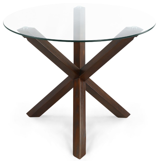 Poly and Bark Kennedy 37.4" Round Dining Table, Walnut
