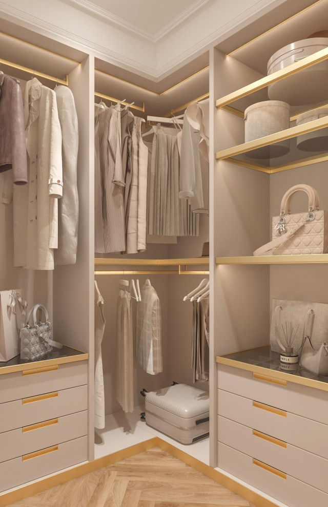 Интерьер Женской гардеробной . Таунхаус в КП "Образцово", 2 этаж