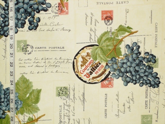 French grape fabric cheese post card document print