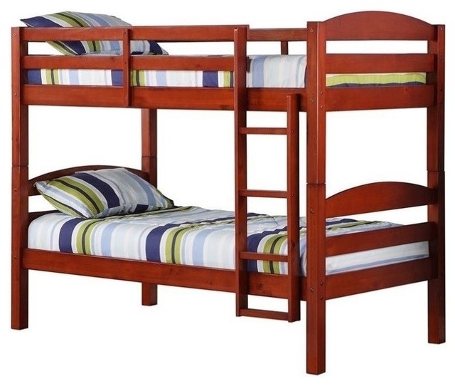 Twin Solid Wood Bunk Bed, Cherry Bunk Beds Twin Over