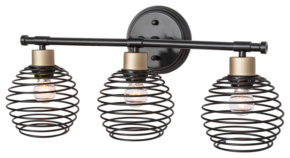 3Light Dimmable Matte Black Vanity Light Industrial Bathroom