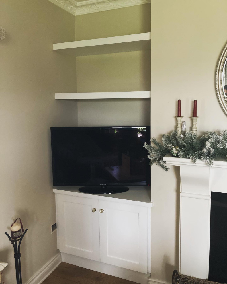 White Alcove unit with floating shelves