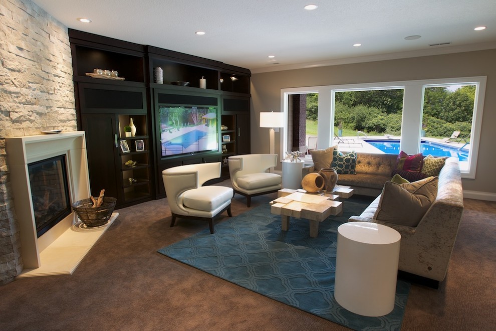 Design ideas for a contemporary family room in Cedar Rapids.