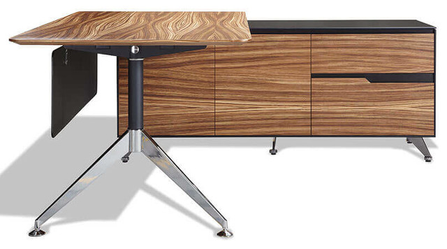 400 Series Executive Desk and Right Credenza Zebrano