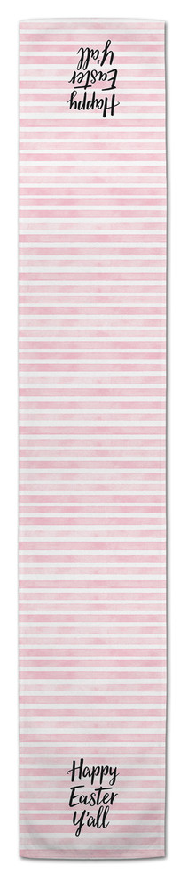 Happy Easter Y'all Pink Stripes 16x90 Table Runner