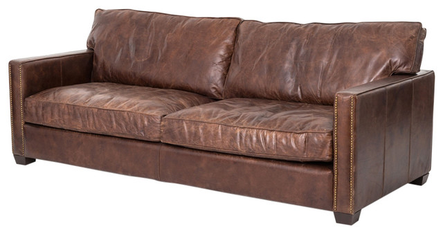 Larkin 3 Seater Vintage Cigar Distressed Leather Sofa 88