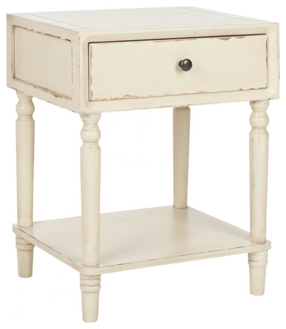 Safavieh Siobhan Accent Table With Storage Drawer Vintage Cream