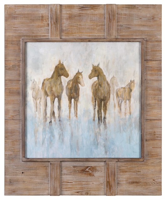 Uttermost - Reclaimed Barn Wood Horse Wall Art Print, Rustic Ranch ...