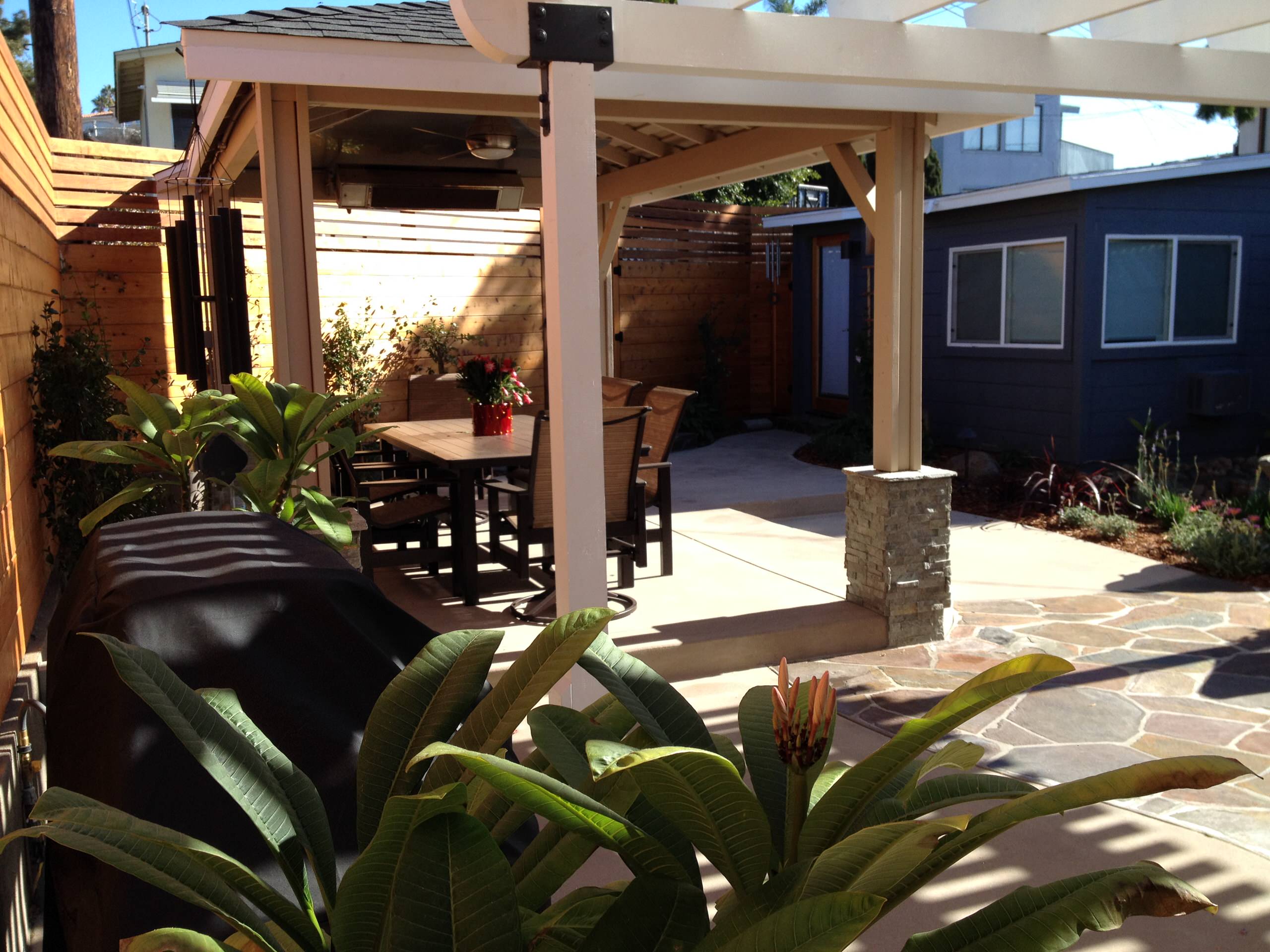 Pergola and Dining Area with Flagstone