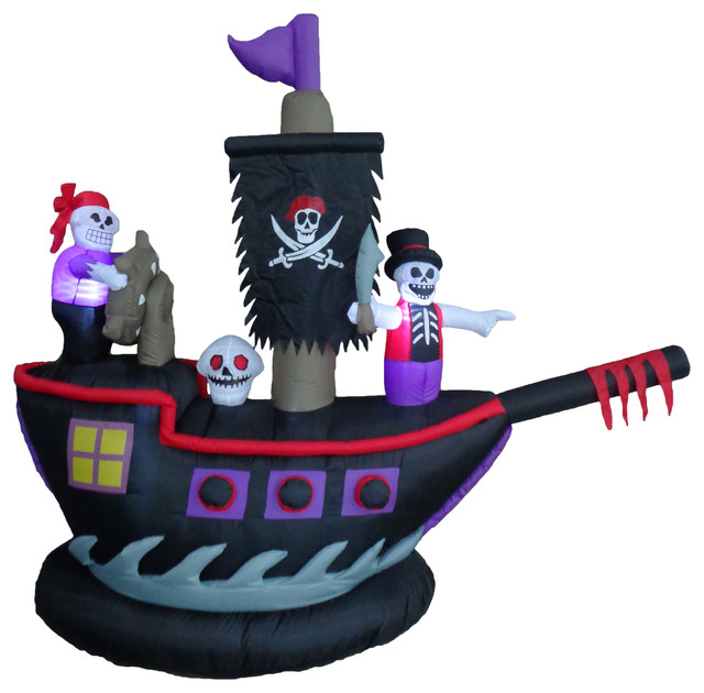 Halloween Inflatable Pirate Ship With Skeleton 7 Long Beach Style Outdoor Holiday 2782