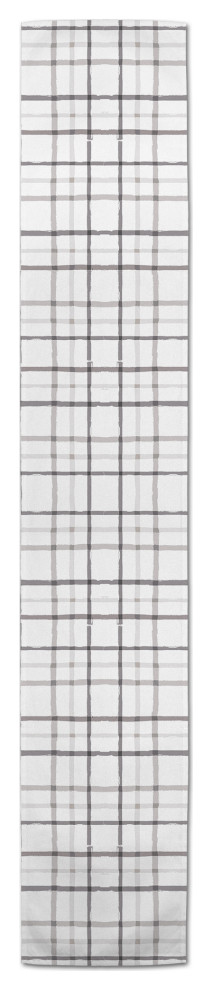 Rough Gray Plaid 16x90 Poly Twill Table Runner