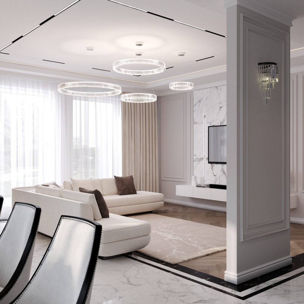 Дизайн интерьера гостиной в частном жилом доме