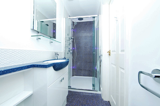 Blue Mood Lighting In Shower Enclosure Contemporary