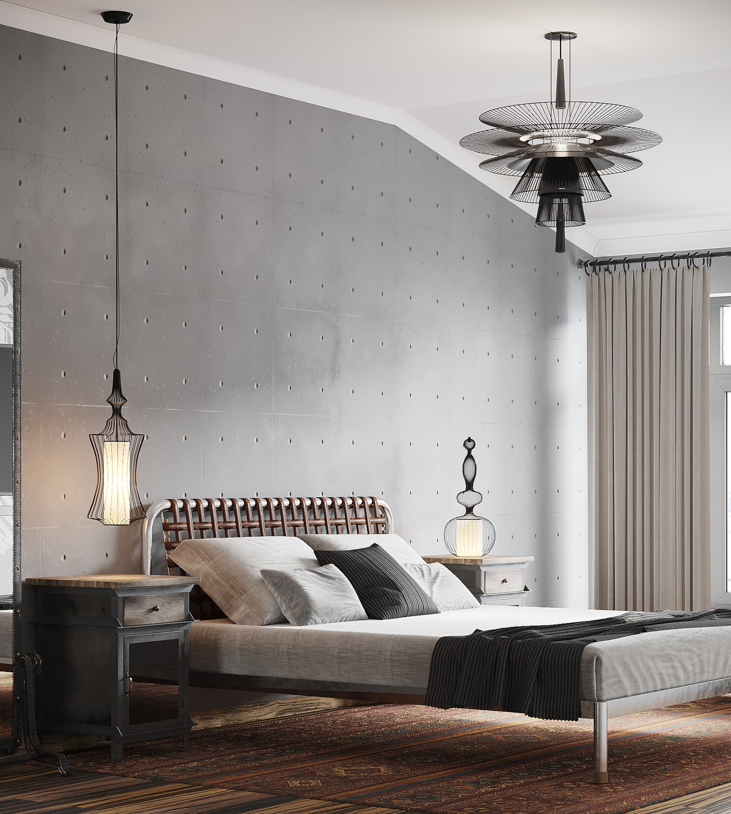 Спальня в серых тонах