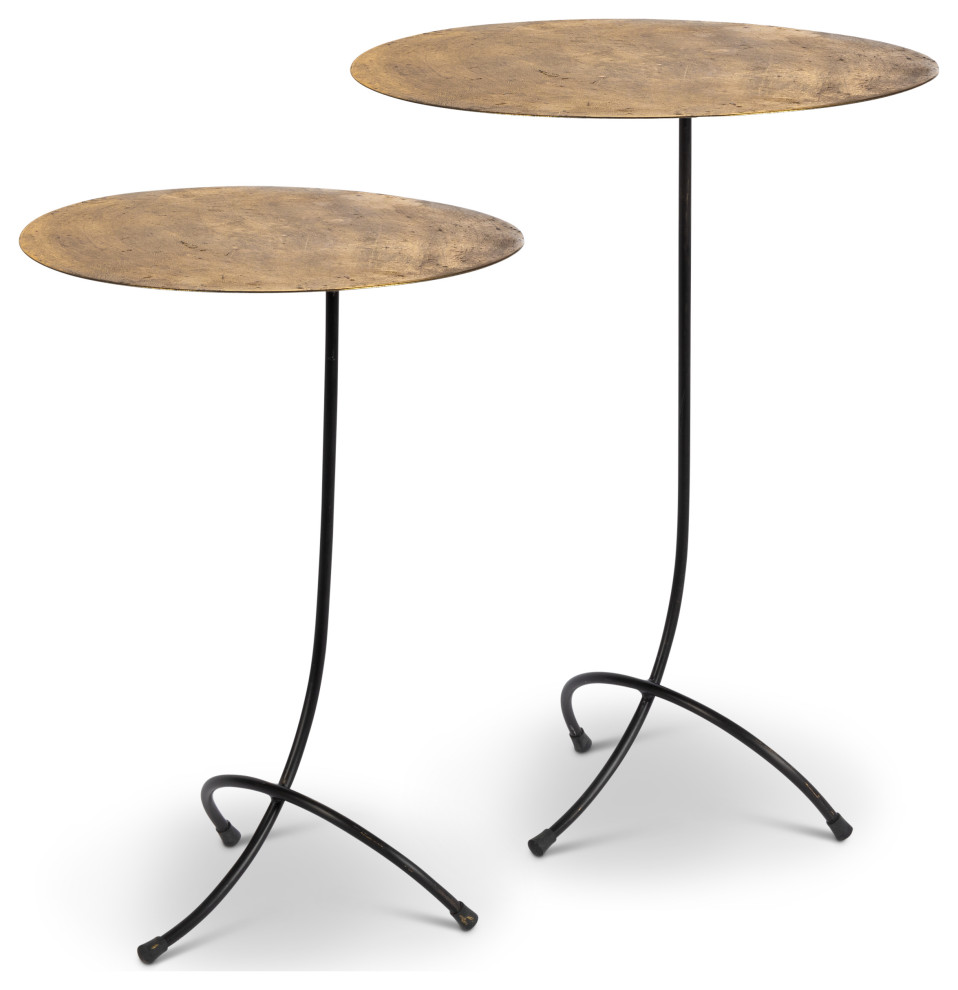 Set of 2, Assorted Metal Accent Side Tables Industrial Coffee Table