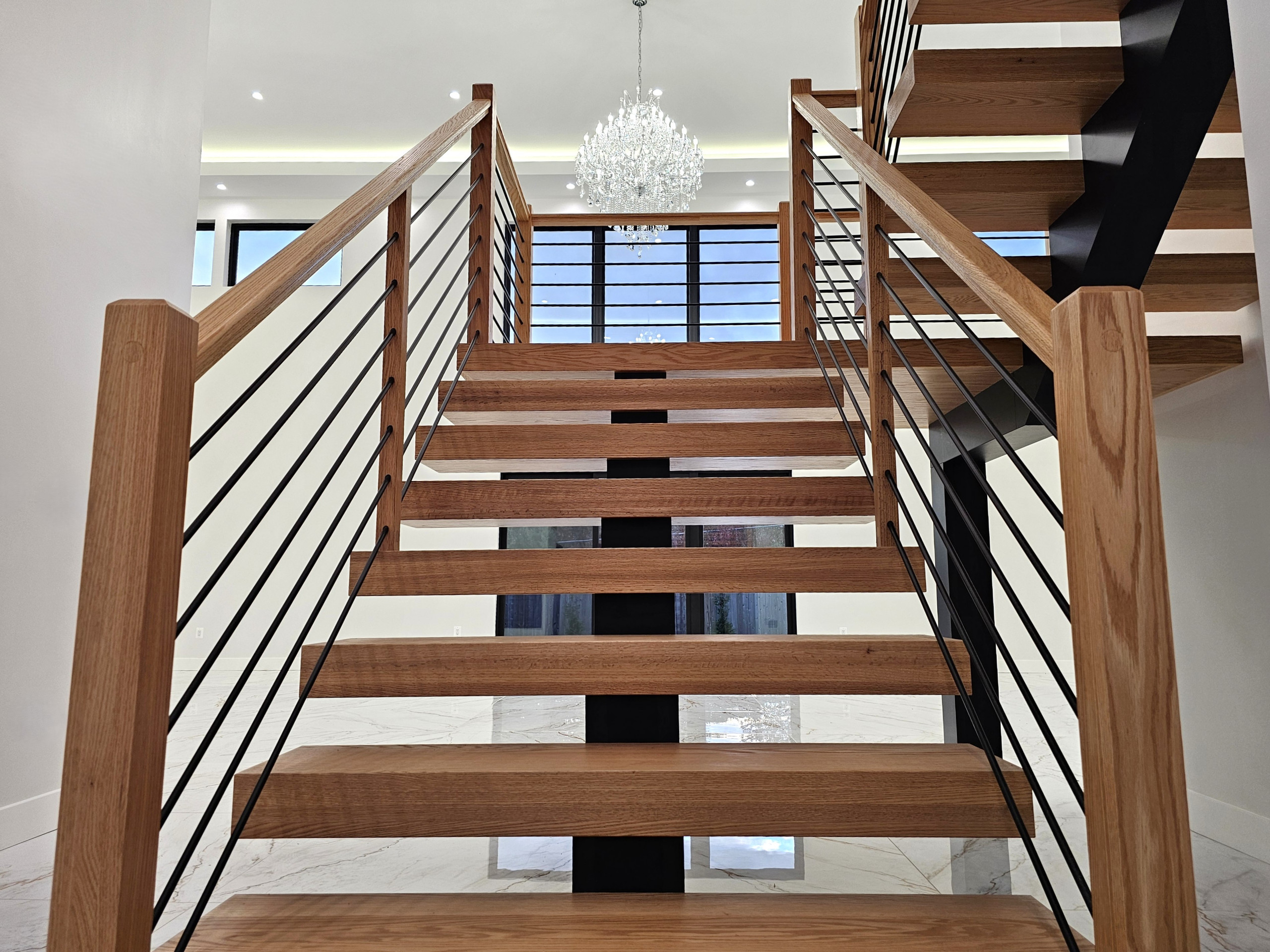 143_Modern Floating Red Oak and Metal Staircase, Sterling, VA