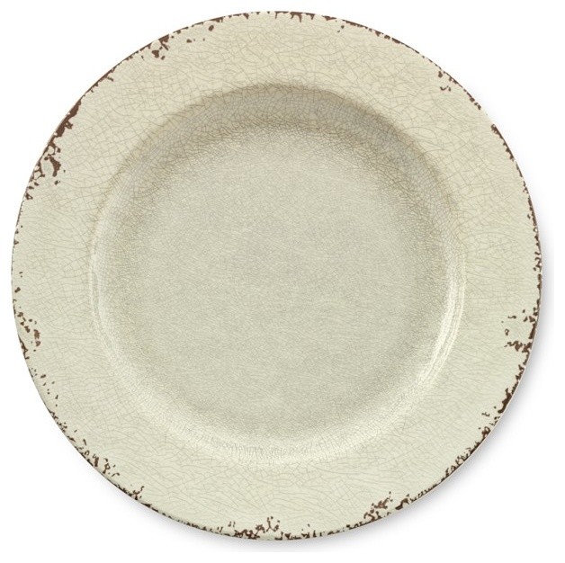 Rustic Melamine Dinner Plates, White - Traditional - Dinner Plates - by ...