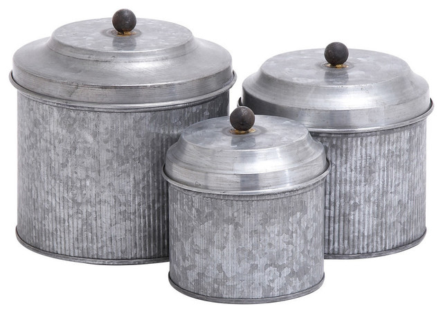 Theo 3 Piece Metal Canister Set Farmhouse Kitchen Canisters And Jars By Gwg Outlet