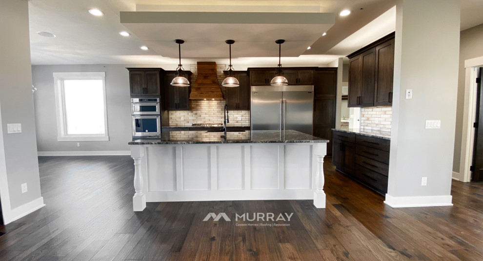 Inspiration for a rustic kitchen remodel in Omaha