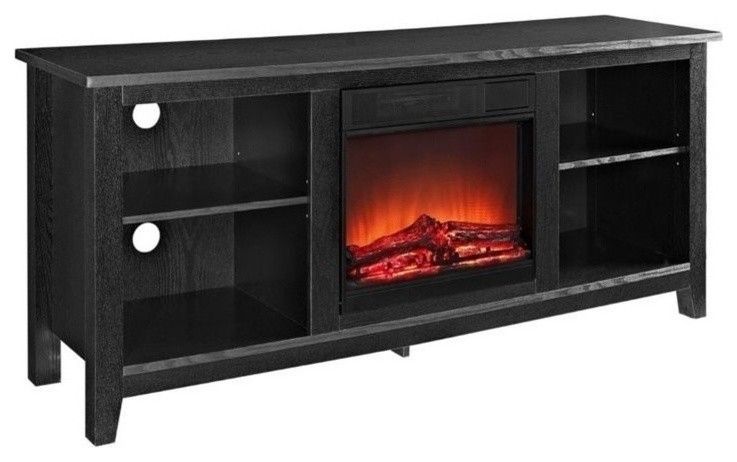 Trent Home Traditional Wood Fireplace TV Stand for TVs up to 65" in Black